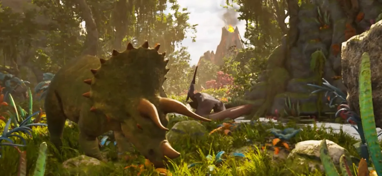 Dino VR jungle encounter scene